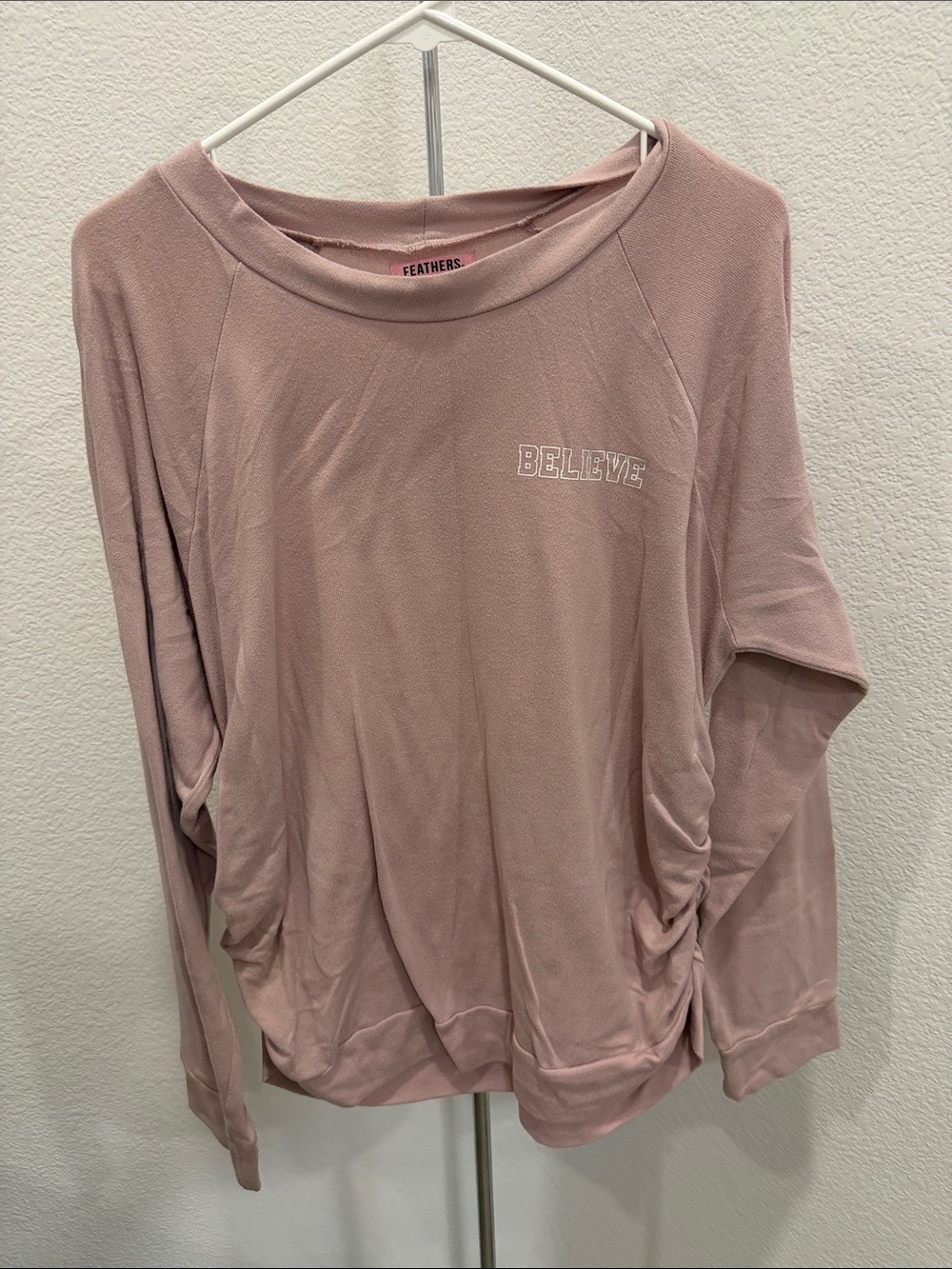 feathers Dusty Rose 'BELIEVE' Relaxed Pullover Top